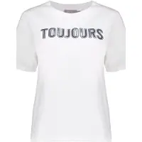 Geisha T-shirt Toujours Off-white/blue Talla: XS | Camisetas de Seda Outlet | Mujer | Blanco