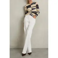 Reiss Printed Jersey Top Cream/black Talla: 6 | Manga Larga Outlet | Mujer | Blanco