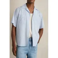 Reiss Ss Stripe Twin Pocket Cuban Shirt Soft Blue/white Talla: XL | Camisas Casuales Outlet | Hombre | Azul