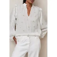 Reiss Embroided Top Ivory Talla: 6 | Manga Larga Outlet | Mujer | Blanco