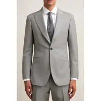Reiss Sb 1b Peak Wool Blazer Mid Grey Talla: 36 | Pantalones Formales Outlet | Hombre | Gris
