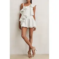 Reiss Short Ruffle Dress Ivory Talla: 14 | Mini Vestidos Outlet | Mujer | Blanco