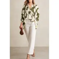 Reiss Floral Swing Top Ivory/green Talla: 6 | Manga Larga Outlet | Mujer | Blanco