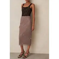 Reiss Lace Skirt Taupe Brown Talla: 10 | Faldas Midi Outlet | Mujer | Negro