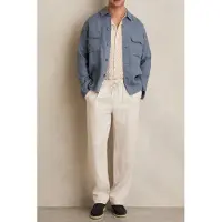 Reiss Ls Linen Twin Pocket Overshirt Airforce Blue Talla: XXL | Camisas Casuales Outlet | Hombre | Blanco