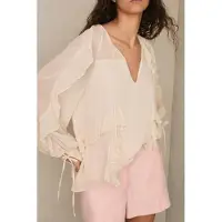Reiss Ruffle Top Pale Pink Talla: 8 | Blusas Outlet | Mujer | Rosa