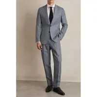 Reiss Sb 2b Notch Prince Of Wales Check Linen Blazer Soft Blue Talla: 40 | Blazers Outlet | Hombre | Blanco