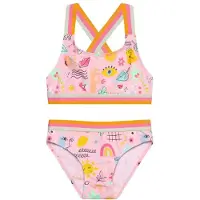 Color Kids - Kid's Bikini with Contrast Straps AOP - Bikini size 92, fucsia