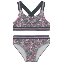 Color Kids - Kid's Bikini with Contrast Straps AOP - Bikini size 176, gris