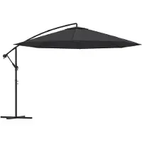 Syfax Sombrilla voladiza de jardín con poste de acero negro 350 cm
