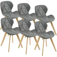 En.casa Juego de 6 sillas de comedor "Älmhult", 78x47x52 cm, tapizadas en cuero sintético, color gris