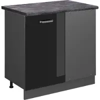 Vicco Armario de esquina R-Line Negro brillo intenso 86 cm , ET Antracita, Model 46815