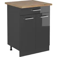 Vicco Mueble bajo de cocina R-Line Antracita alto brillo 60 cm , ET Roble, Model 53307