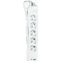 Logilink LPS280U: Regleta de enchufes, con 5 tomas, 2 puertos USB y interruptor