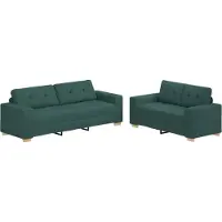 Syfax Juego de sofá de 2 piezas con cojines, color verde oscuro, tapizado en tela