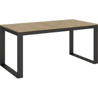 Itamoby Mesa extensible de 90x180/440 cm, estructura Tecno Evolution en chapa de roble "Nature" con patas en color antracita