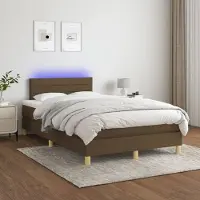 Prolenta Maison Exclusive: Base de cama con somier, colchón y luces LED, color marrón oscuro, 120x200 cm, material: textil