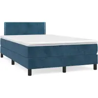 Prolenta Maison Exclusive: Base de cama con somier, colchón y luces LED, color azul oscuro, 120x190 cm, tapizada en terciopelo