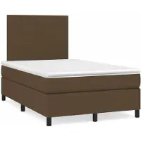 Prolenta Maison Exclusive: Base de cama con somier, colchón y luces LED, color marrón oscuro, 120x190 cm, material: textil
