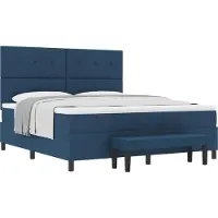 Syfax Cama con somier y cabecero, color azul, 180 x 200 cm, tapizada en tela