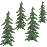 Nikcorp Decoraciones navideñas de metal, árboles de Navidad colgantes, juego de 4 unidades, color verde