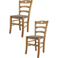 STOCK LINE t m c s Tommychairs - Juego de 2 sillas CUORE para cocina y comedor, con estructura robusta de haya lacada en color roble y asiento acolchado tapizado en tela color marrón ciervo
