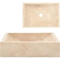 Syfax Lavabo de mármol crema con brillo 45x30x12 cm