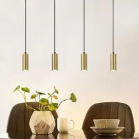 ZMH Lámpara colgante para comedor, con 4 luces, color negro y dorado, estilo industrial moderno. Lámpara colgante de metal GU10 para comedor, ideal para salones, cafeterías y dormitorios