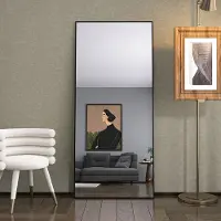 Moonbite Espejo cosmético rectangular de vidrio templado, con marco de aluminio , dimensiones de 1800 x 800 mm, diseño moderno y elegante