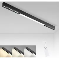 ZMH Lámpara de techo LED , color negro, 32W, 107 cm de largo. Diseño moderno, regulable con mando a distancia. Ideal para iluminación de techo en salones, cocinas, oficinas y dormitorios