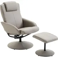 Fortuna Sillón reclinable Lai, sillón de televisión giratorio 360° con reposapiés, color gris, dimensiones 78 cm de largo x 67 cm de ancho x 98 cm de alto, sillón cómodo para el salón