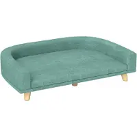 Fortuna Lai: Sofá para perros, cómodo sofá para mascotas con cojín, ideal para perros grandes, diseño elevado con patas de madera, color verde, dimensiones: 98x67x25 cm