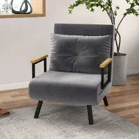 Sweiko Sillón de relax , diseño escandinavo, ideal para descansar o leer. Incluye cojín con botones, en color negro y color natural