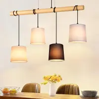 ZMH Lámpara colgante de madera estilo vintage, ideal para mesa de comedor, con casquillo E27, color blanco, un foco, diseño rústico, adecuada para cocina, comedor, salón o dormitorio
