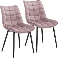 Happyment Sillas de comedor de lujo – Terciopelo rosa – Sillas para el salón – Sillas para la cocina – Silla de diseño envolvente – Juego de 2 unidades