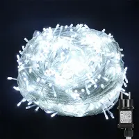 ROSNEK Guirnalda de luces LED de 50 metros, 400 luces, 8 modos de iluminación, resistente al agua. Ideal para decoración interior y exterior, fiestas, Navidad, Halloween, bodas y otros eventos. Color: blanco