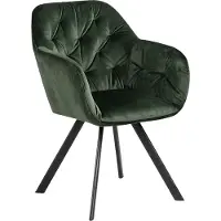 Zesso Silla de comedor Weylan, tapizada en terciopelo verde, giratoria y elegante