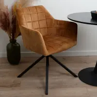 Zesso Silla de comedor giratoria de terciopelo Milton & Oldbrook, modelo Malmo Luxe, color naranja-marrón