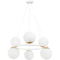 Light11 HOME Lámpara colgante AURA WEISS-GOLD, con 6 pantallas blancas, casquillo E14