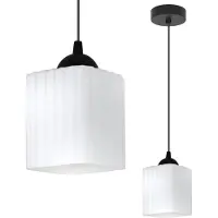 Light11 HOME Lámpara colgante RIFFLE, color negro, de una luz, con forma de cubo blanco, casquillo E27