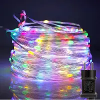 ROSNEK Cadena de luces LED de 10 metros, 100 luces, 8 modos de iluminación, resistente al agua, ideal para decoración interior, fiestas, jardines y luces navideñas, de colores variados