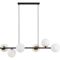 Light11 HOME Lámpara colgante Siena, en color negro y dorado, con 6 pantallas blancas planas, casquillo E14