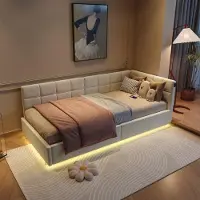 ProximaX Cama individual de 90x200 cm con espacio de almacenamiento e iluminación LED, tapizada en terciopelo con sistema hidráulico elevable, y con puertos de carga USB y Type-C