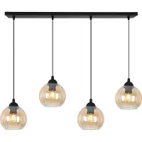 Light11 HOME Lámpara colgante Costa, color negro, con 4 brazos y bombillas E27 con pantallas de color miel – elegante lámpara colgante para una iluminación interior cálida