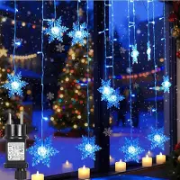 Rosikey Guirnalda de luces LED azules, cortina luminosa de 1,8 metros, con 8 modos y cable de alimentación de 5 metros. Cortina de luces romántica, ideal para decoración navideña e invernal