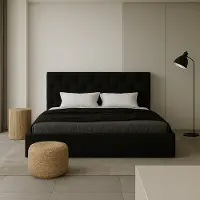 Sofello GUTTO: Cama tapizada, tamaño matrimonial, 200 x 200 cm, con estructura de terciopelo. Incluye espacio de almacenamiento, cajones y un somier de láminas metálicas. Cabecero cómodo. Color: