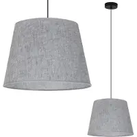 Light11 HOME Lámpara colgante, con pantalla cónica de lino, color negro, 1 pantalla plana, pantalla de lámpara gris L04 de 38 cm