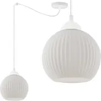 Light11 HOME Lámpara colgante Spider Riffle, blanca. Una esfera blanca plana, casquillo E27
