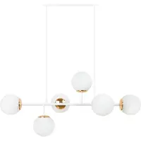 Light11 HOME SIENA: Lámpara de techo con 6 pantallas blancas planas, casquillo E14 y brazos largos