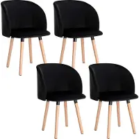 Happyment Silla para comedor - Juego de 4 - Terciopelo - Con reposabrazos - Altura del asiento: 47 cm